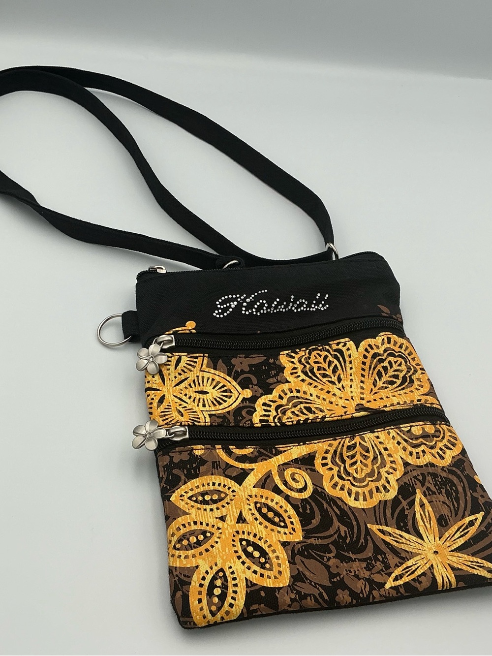 Floral Island Impressions Crossbody Bag in Black and Yellow